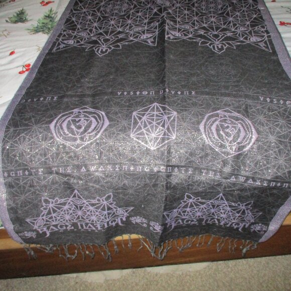 Rage Nation pashmina metallic purple and black fringe  scarf - Picture 2 of 6